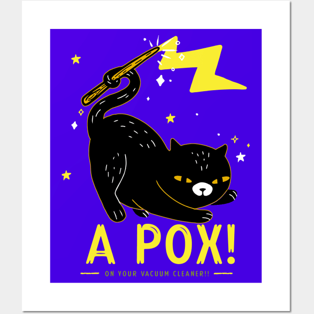 A Pox! On Your Vacuum Cleaner! Halloween Wizard Cat Wall Art by TJWDraws